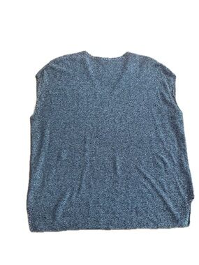 Eileen Fisher Womens Top Organic Linen Cotton Cap Sleeve Sweater Gray Large